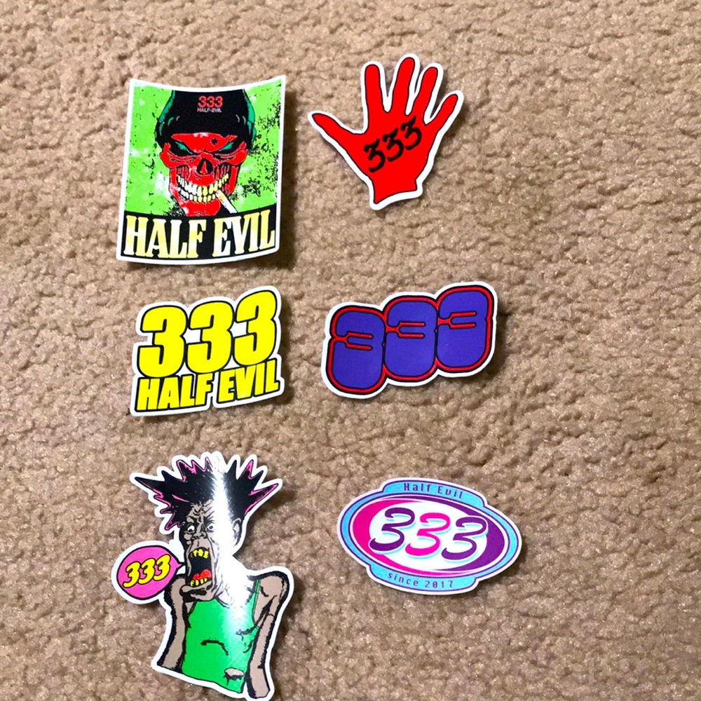 6 Unused Half Evil Stickers